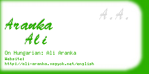 aranka ali business card